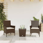 vidaXL 3-tlg. Bistro-Set mit Kissen Schwarz Poly Rattan und Glas