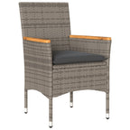 vidaXL 3-tlg. Bistro-Set mit Kissen Grau Poly Rattan & Akazienholz