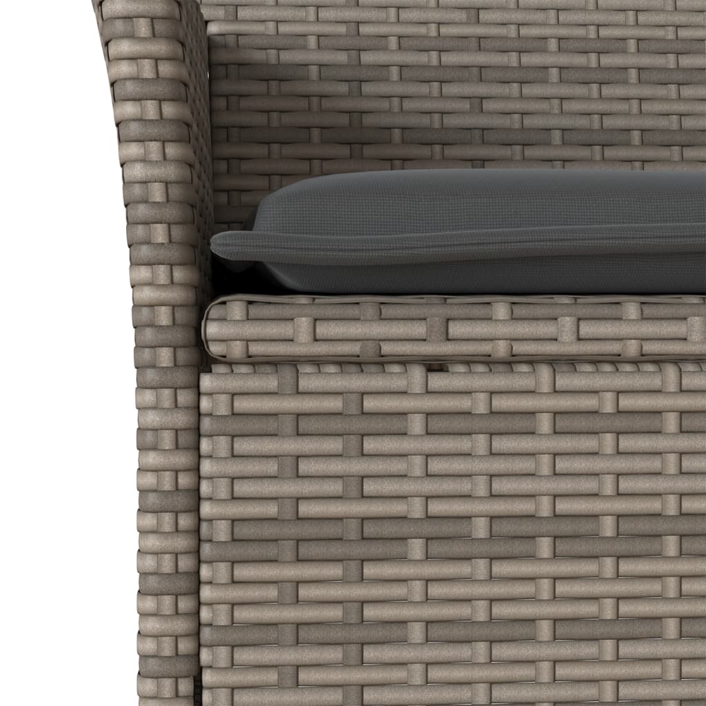vidaXL 3-tlg. Bistro-Set mit Kissen Grau Poly Rattan & Akazienholz