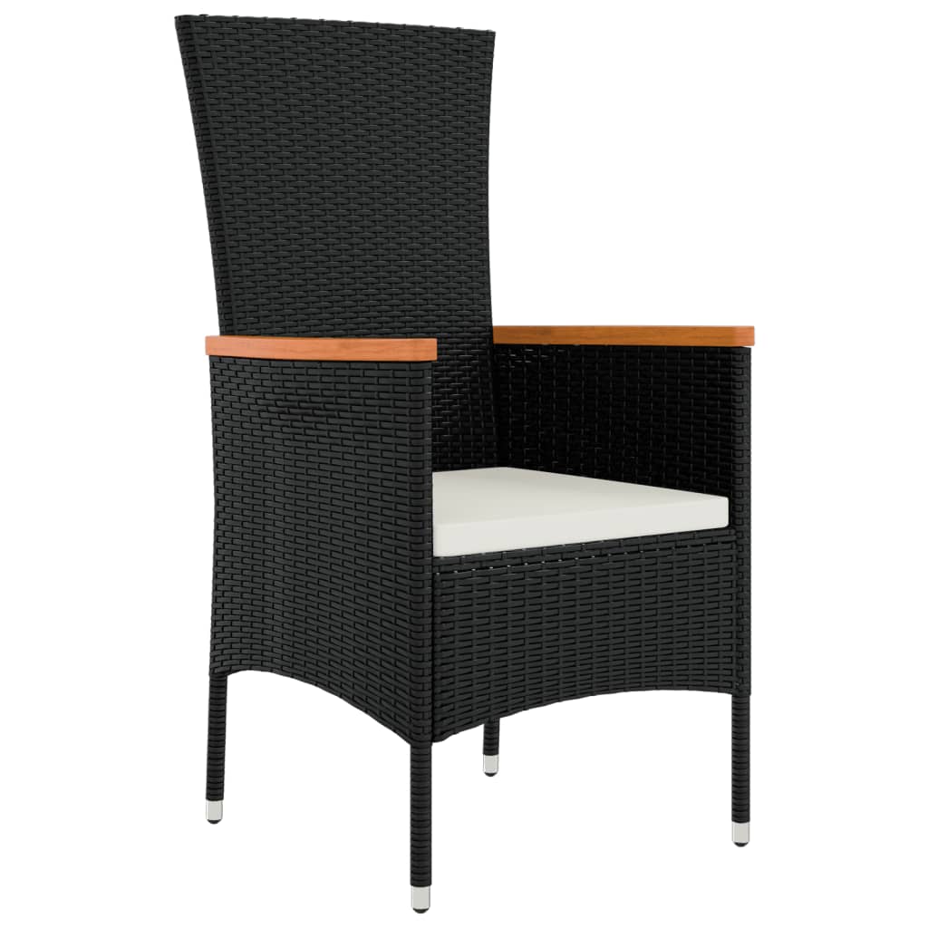 vidaXL 11-tlg. Garten-Essgruppe mit Kissen Schwarz Poly Rattan