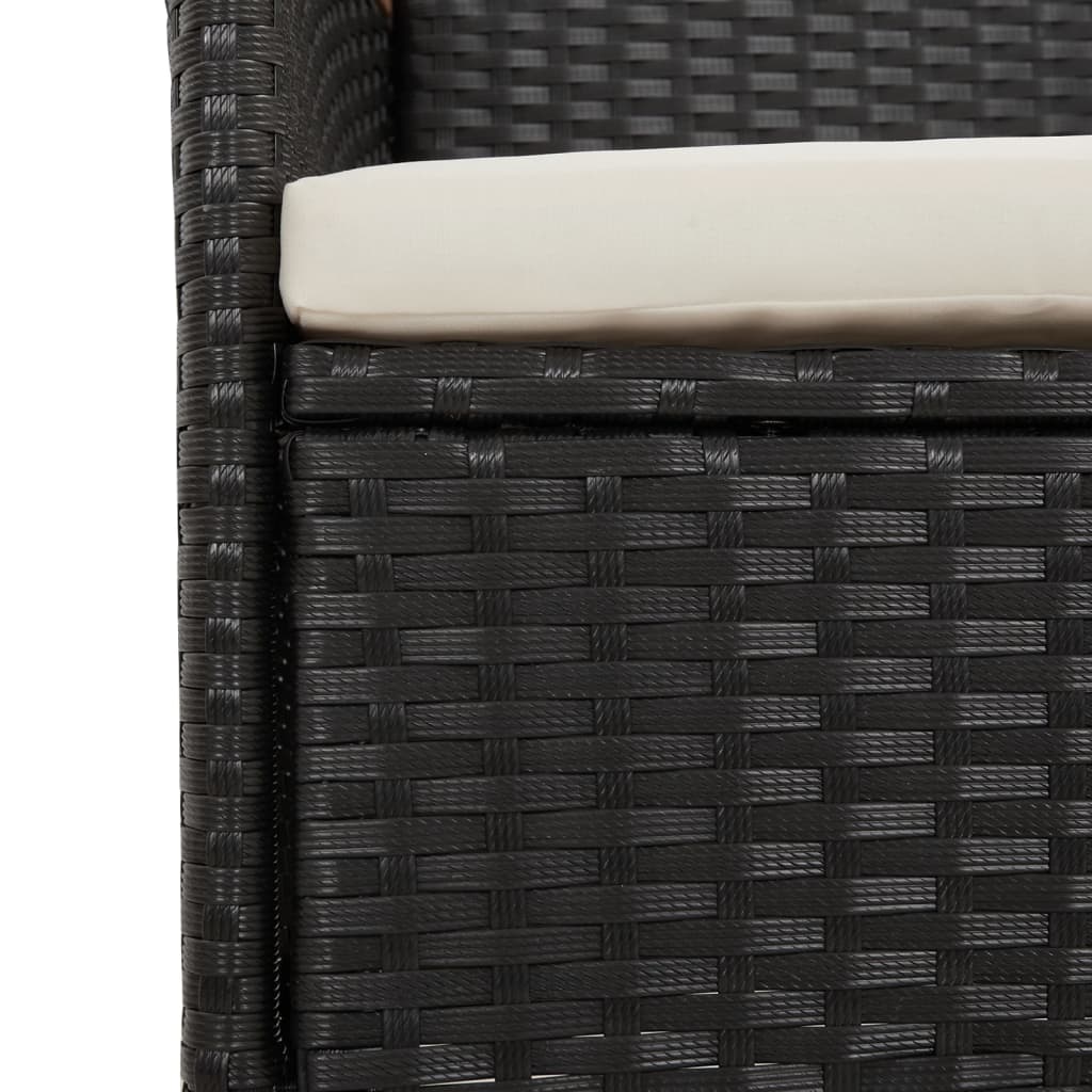 vidaXL 11-tlg. Garten-Essgruppe mit Kissen Schwarz Poly Rattan