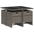 vidaXL 5-teiliges Garten-Ess-Set mit Kissen, grau, Polyrattan