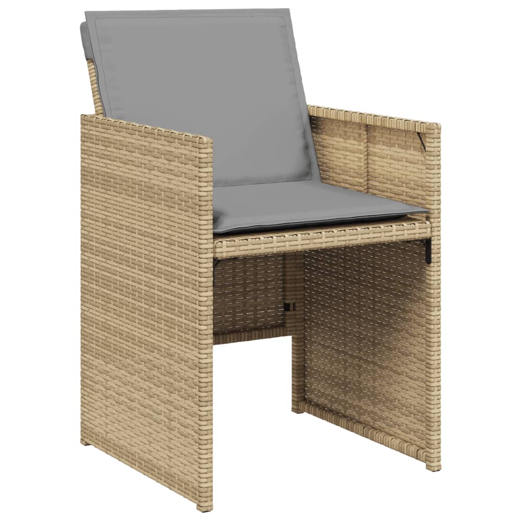 vidaXL 7-tlg. Garten-Essgruppe mit Kissen Beigemischung Poly Rattan