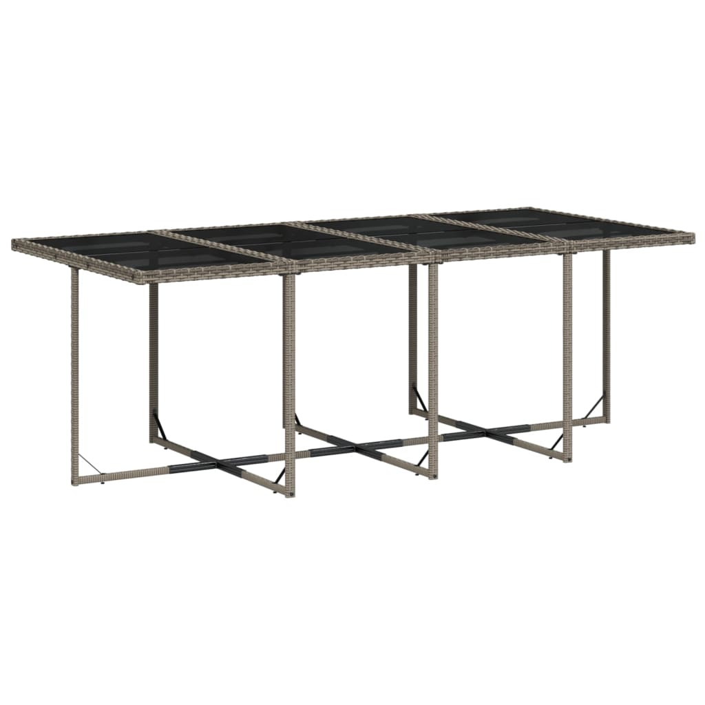 vidaXL 9-teiliges Garten-Ess-Set mit Kissen, grau, Polyrattan