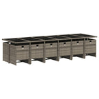 vidaXL 13-teiliges Garten-Ess-Set mit Kissen, grau, Polyrattan