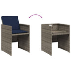 vidaXL 13-teiliges Garten-Ess-Set mit Kissen, grau, Polyrattan