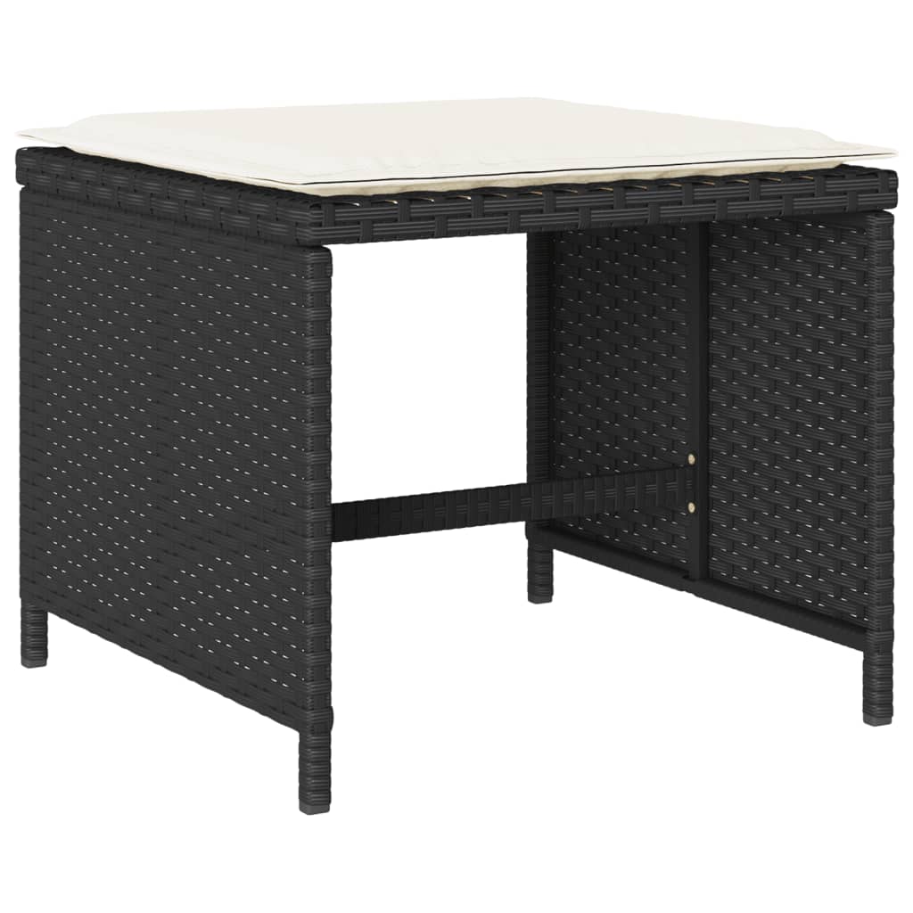 vidaXL 15-tlg. Garten-Essgruppe mit Kissen Schwarz Poly Rattan