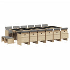 vidaXL 17-tlg. Garten-Essgruppe mit Kissen Beigemischung Poly Rattan