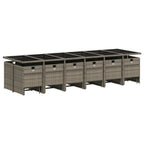 vidaXL 17-teiliges Garten-Ess-Set mit Kissen, grau, Polyrattan