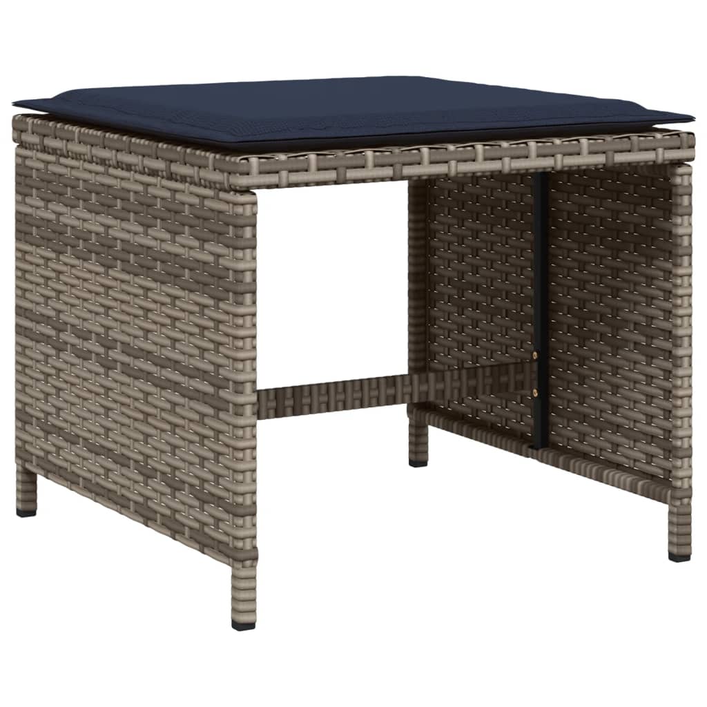 vidaXL 17-teiliges Garten-Ess-Set mit Kissen, grau, Polyrattan
