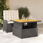vidaXL 2-tlg. Garten-Essgruppe mit Kissen Schwarz Poly Rattan