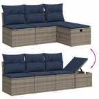 vidaXL 9-teiliges Gartensofa-Set mit Kissen, grau, Polyrattan