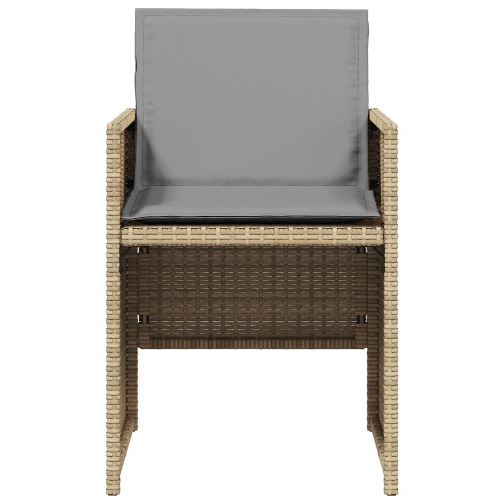 vidaXL Gartenstühle mit Kissen 4 Stk. Beigemischung Poly Rattan