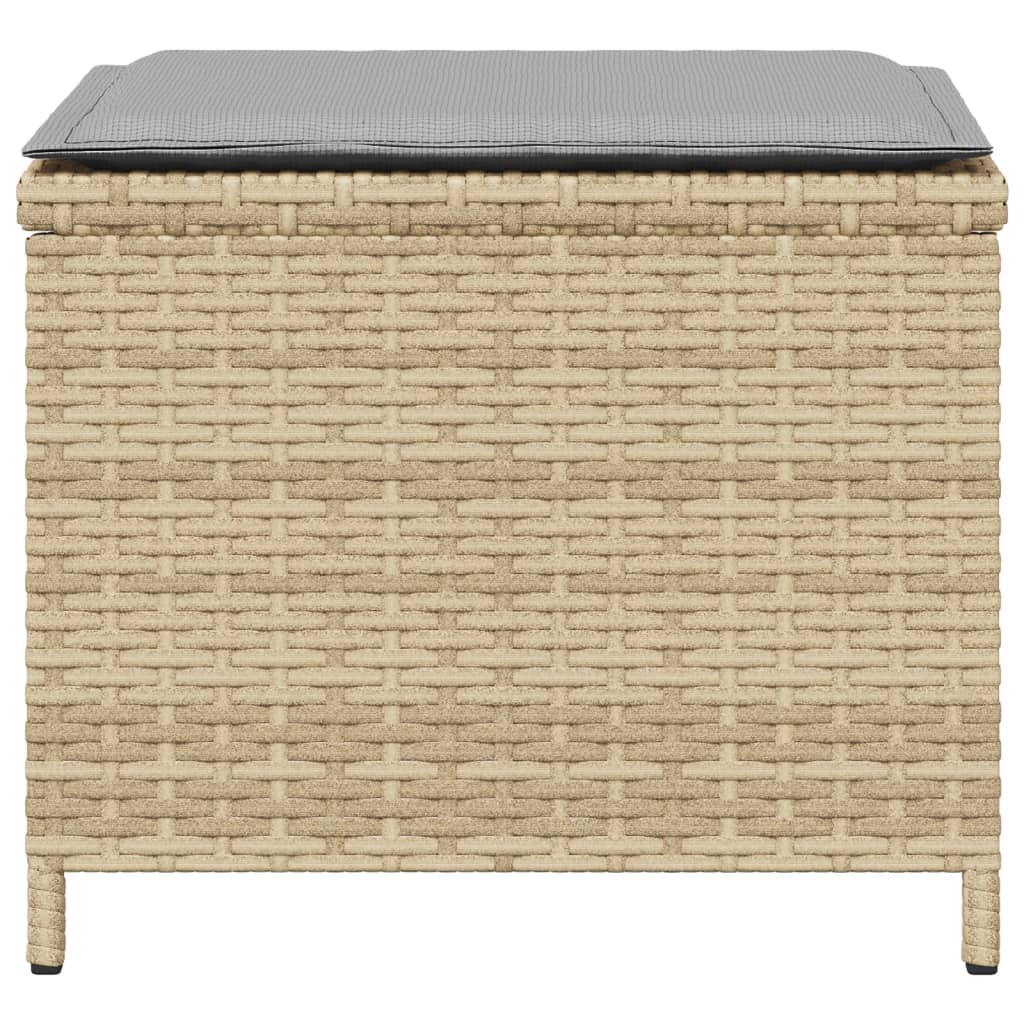 vidaXL Gartenhocker mit Kissen 4 Stk. Beigemischung Poly Rattan
