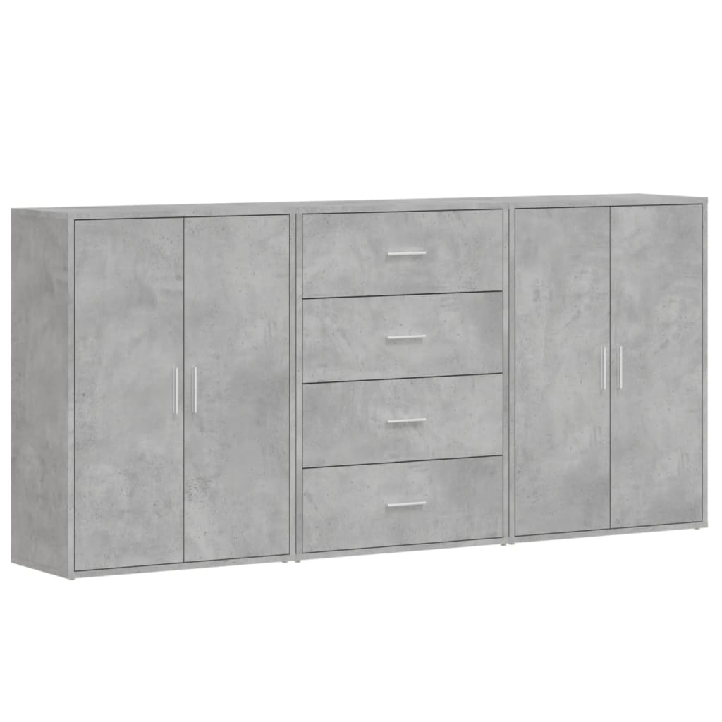 vidaXL Sideboards 3 Stk. Betongrau 60x31x84 cm Holzwerkstoff