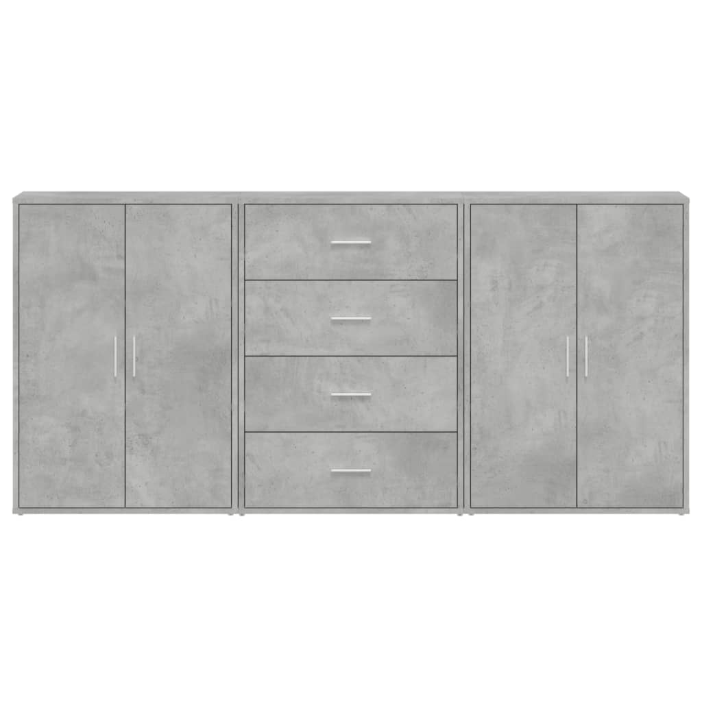 vidaXL Sideboards 3 Stk. Betongrau 60x31x84 cm Holzwerkstoff