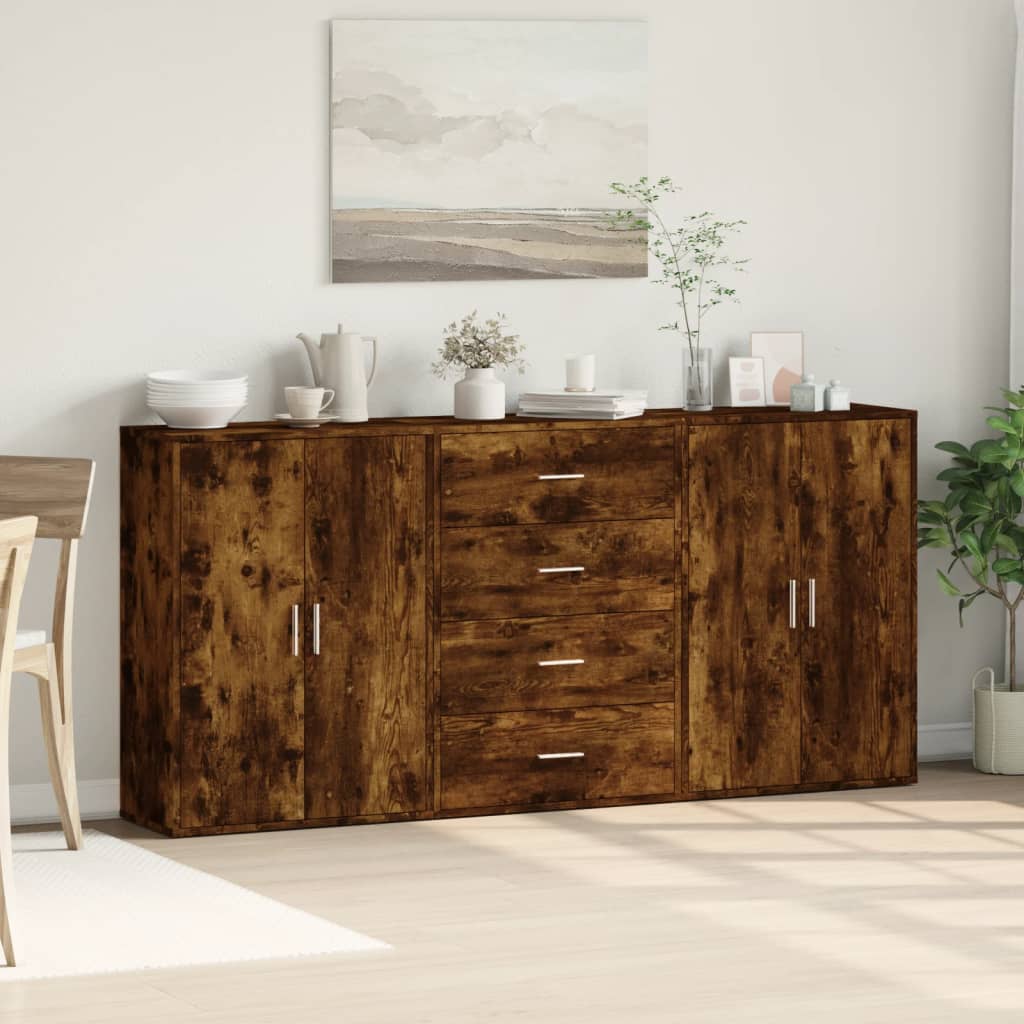 vidaXL Sideboards 3 Stk. Räuchereiche 60x31x84 cm Holzwerkstoff