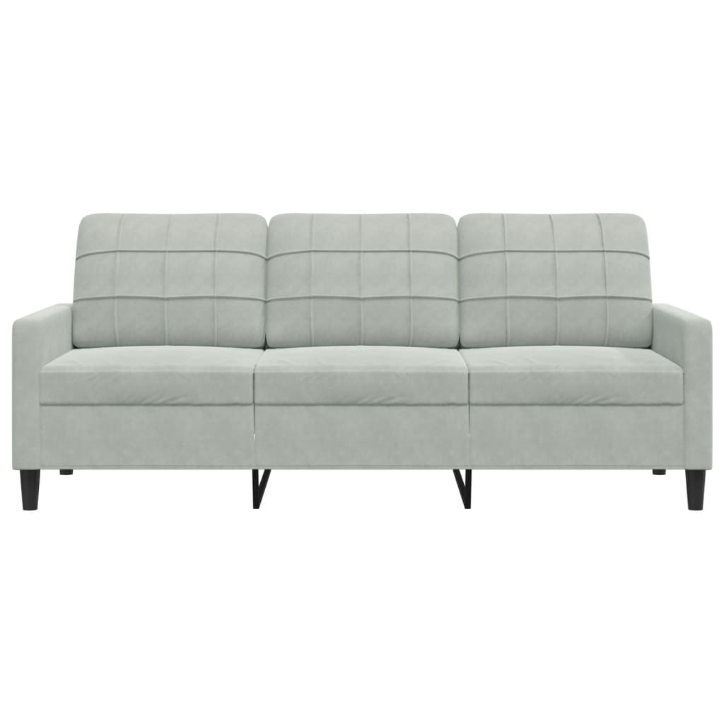 vidaXL 3-Sitzer-Sofa Hellgrau 180 cm Samt