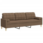 vidaXL 3-Sitzer-Sofa mit Zierkissen Braun 210 cm Stoff