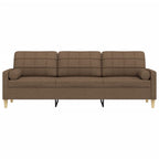 vidaXL 3-Sitzer-Sofa mit Zierkissen Braun 210 cm Stoff