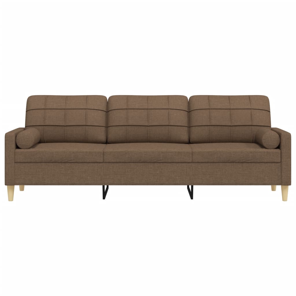 vidaXL 3-Sitzer-Sofa mit Zierkissen Braun 210 cm Stoff