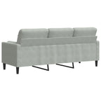 vidaXL 3-Sitzer-Sofa mit Zierkissen Hellgrau 180 cm Samt