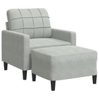 vidaXL Sessel mit Hocker Hellgrau 60 cm Samt