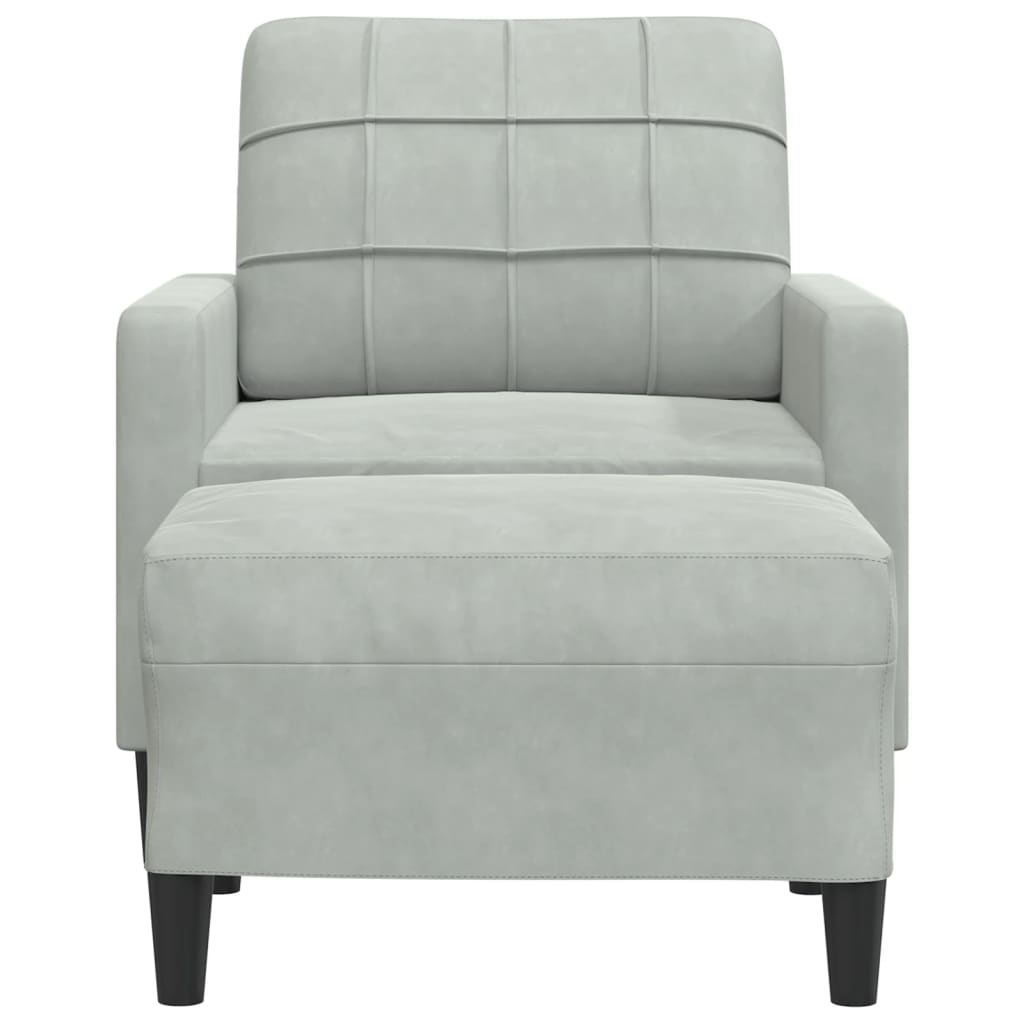 vidaXL Sessel mit Hocker Hellgrau 60 cm Samt