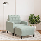 vidaXL Sessel mit Hocker Hellgrau 60 cm Samt