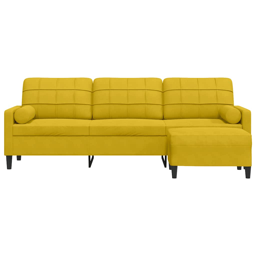 vidaXL Sofa 3-Sitzer mit Hocker Gelb 210 cm Samt