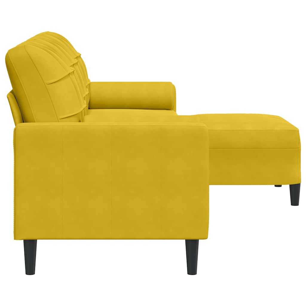 vidaXL Sofa 3-Sitzer mit Hocker Gelb 210 cm Samt