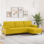 vidaXL Sofa 3-Sitzer mit Hocker Gelb 210 cm Samt