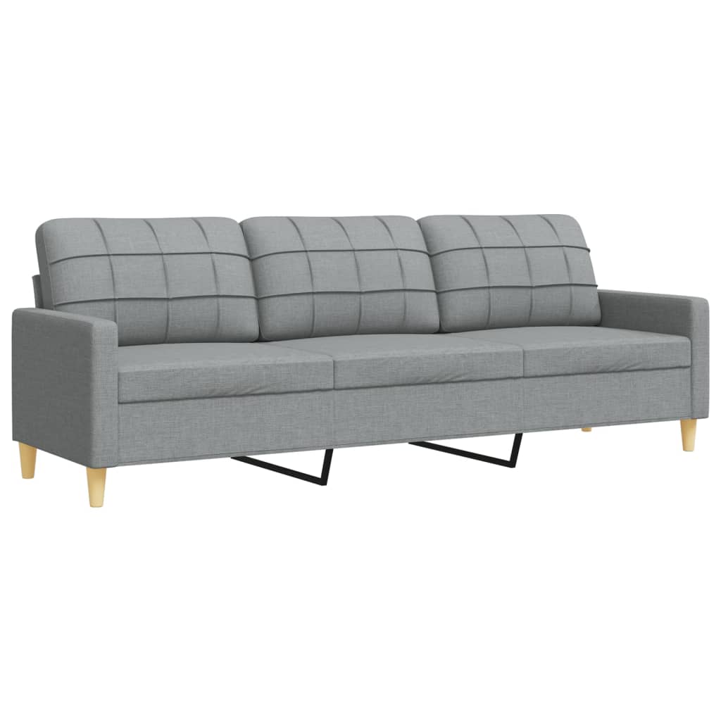 vidaXL 4-tlg. Sofagarnitur mit Fußhocker Hellgrau Stoff