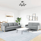 vidaXL 2-tlg. Sofagarnitur Hellgrau Stoff