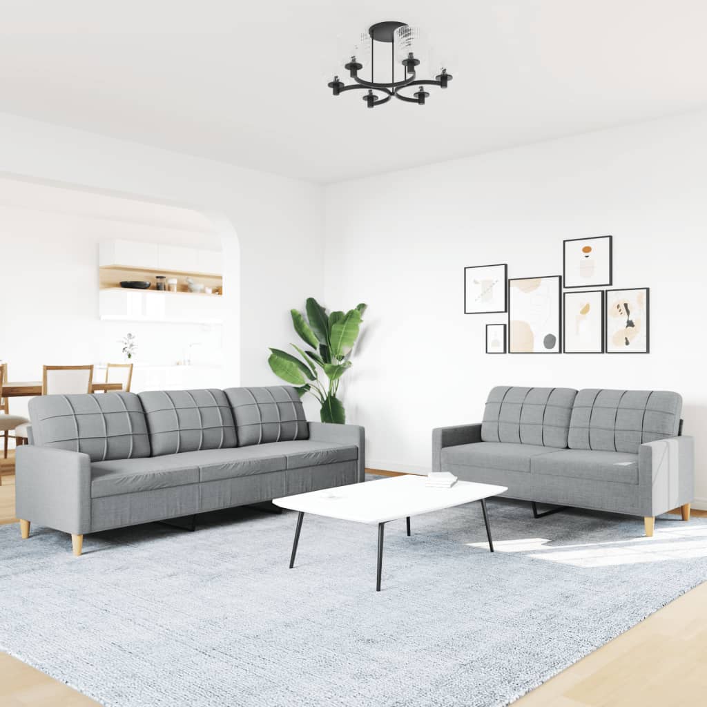 vidaXL 2-tlg. Sofagarnitur Hellgrau Stoff