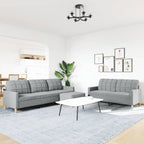 vidaXL 3-tlg. Sofagarnitur mit Fußhocker Hellgrau Stoff