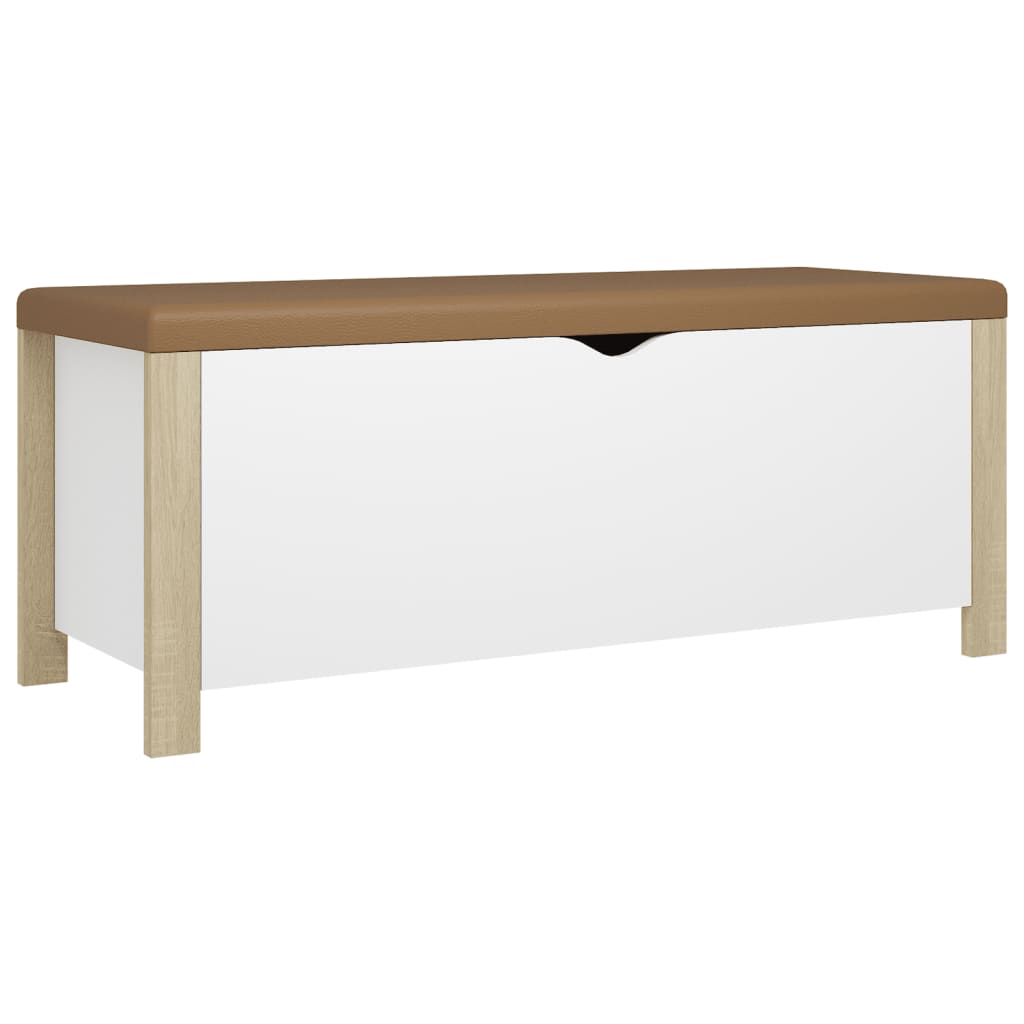 vidaXL Aufbewahrungsbox mit Kissen Weiß & Sonoma Eiche 105x40x45 cm