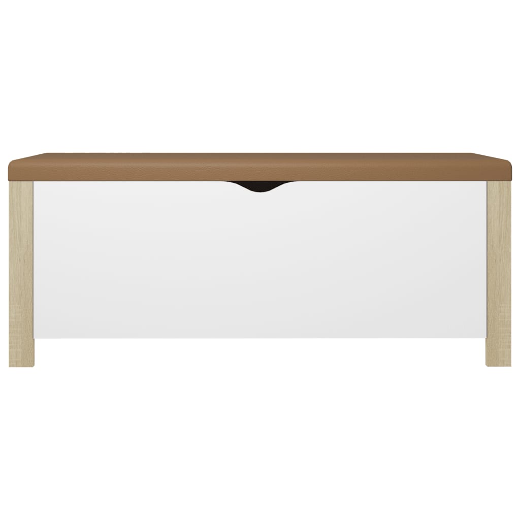 vidaXL Aufbewahrungsbox mit Kissen Weiß & Sonoma Eiche 105x40x45 cm
