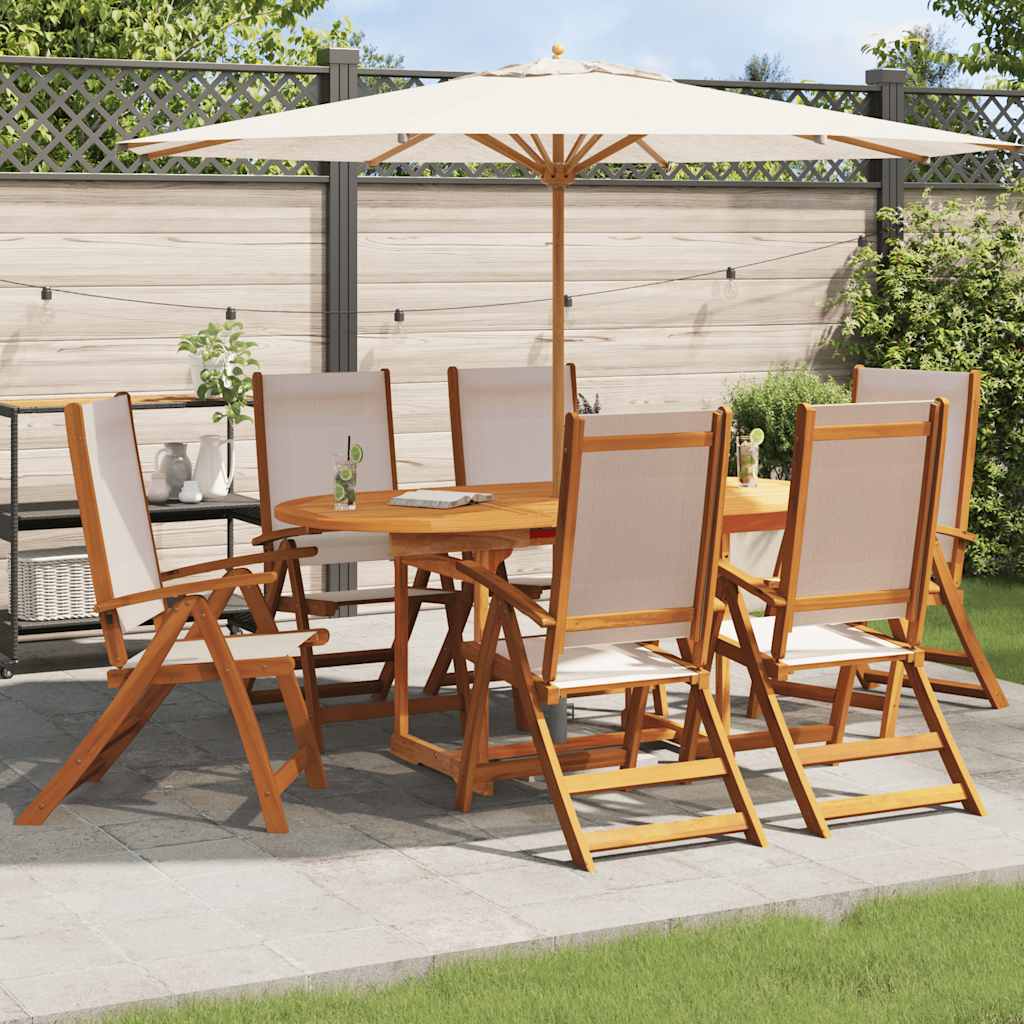 vidaXL Gartenstühle 6 Stk. Klappbar Massivholz Akazie und Textilene