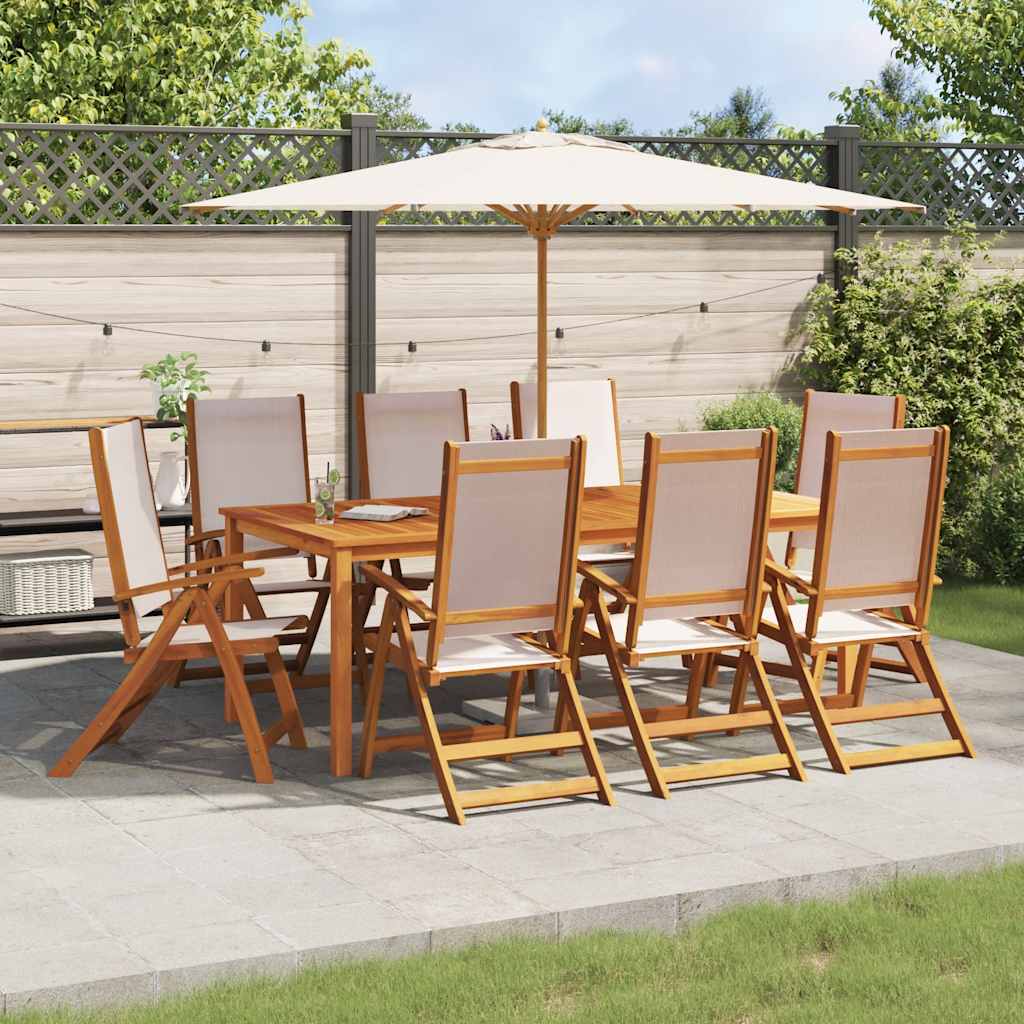 vidaXL Gartenstühle 8 Stk. Klappbar Massivholz Akazie und Textilene