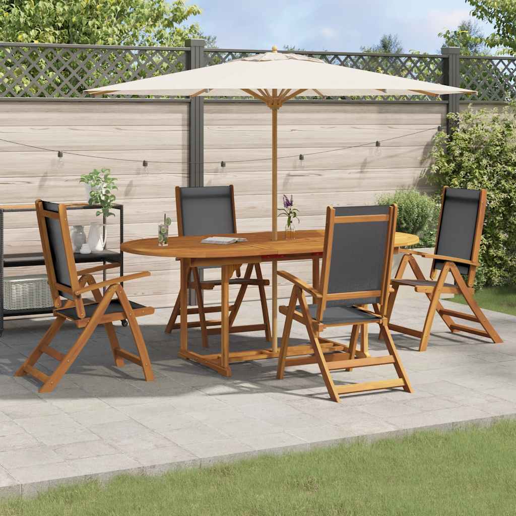 vidaXL 5-tlg. Garten-Essgruppe Massivholz Akazie und Textilene