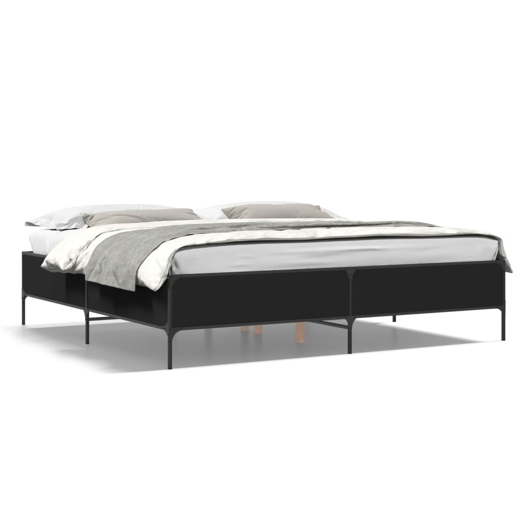 vidaXL Bettgestell Schwarz 200x200 cm Holzwerkstoff und Metall