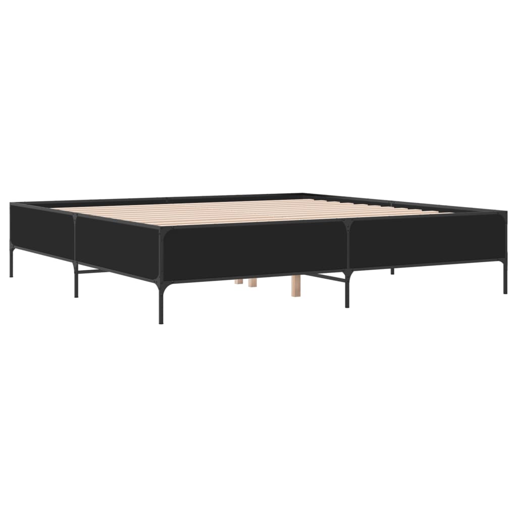 vidaXL Bettgestell Schwarz 200x200 cm Holzwerkstoff und Metall