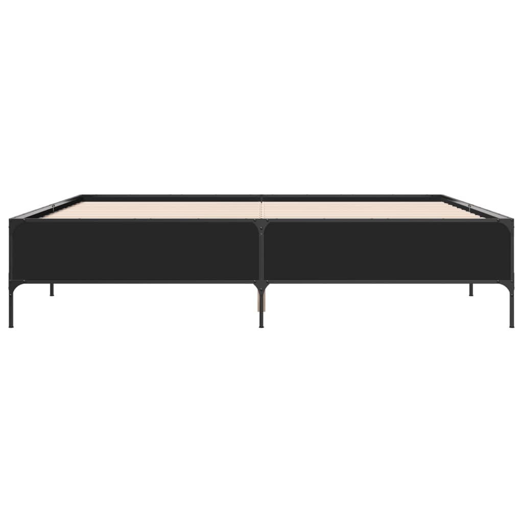 vidaXL Bettgestell Schwarz 200x200 cm Holzwerkstoff und Metall