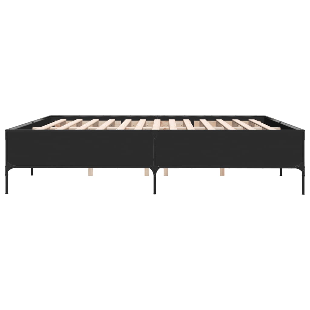 vidaXL Bettgestell Schwarz 200x200 cm Holzwerkstoff und Metall