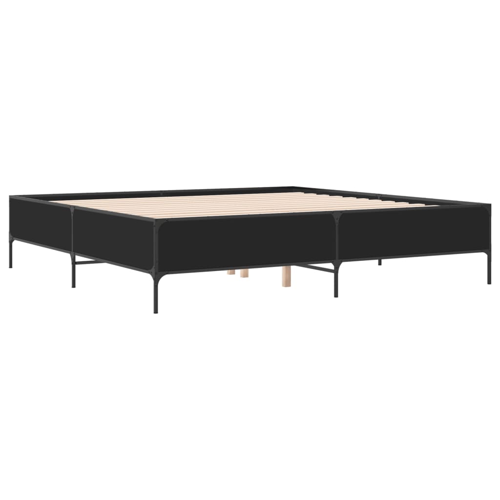 vidaXL Bettgestell Schwarz 200x200 cm Holzwerkstoff und Metall