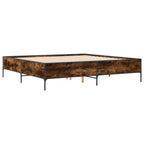 vidaXL Bettgestell Räuchereiche 200x200 cm Holzwerkstoff und Metall
