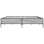 vidaXL Bettgestell Grau Sonoma 200x200 cm Holzwerkstoff und Metall