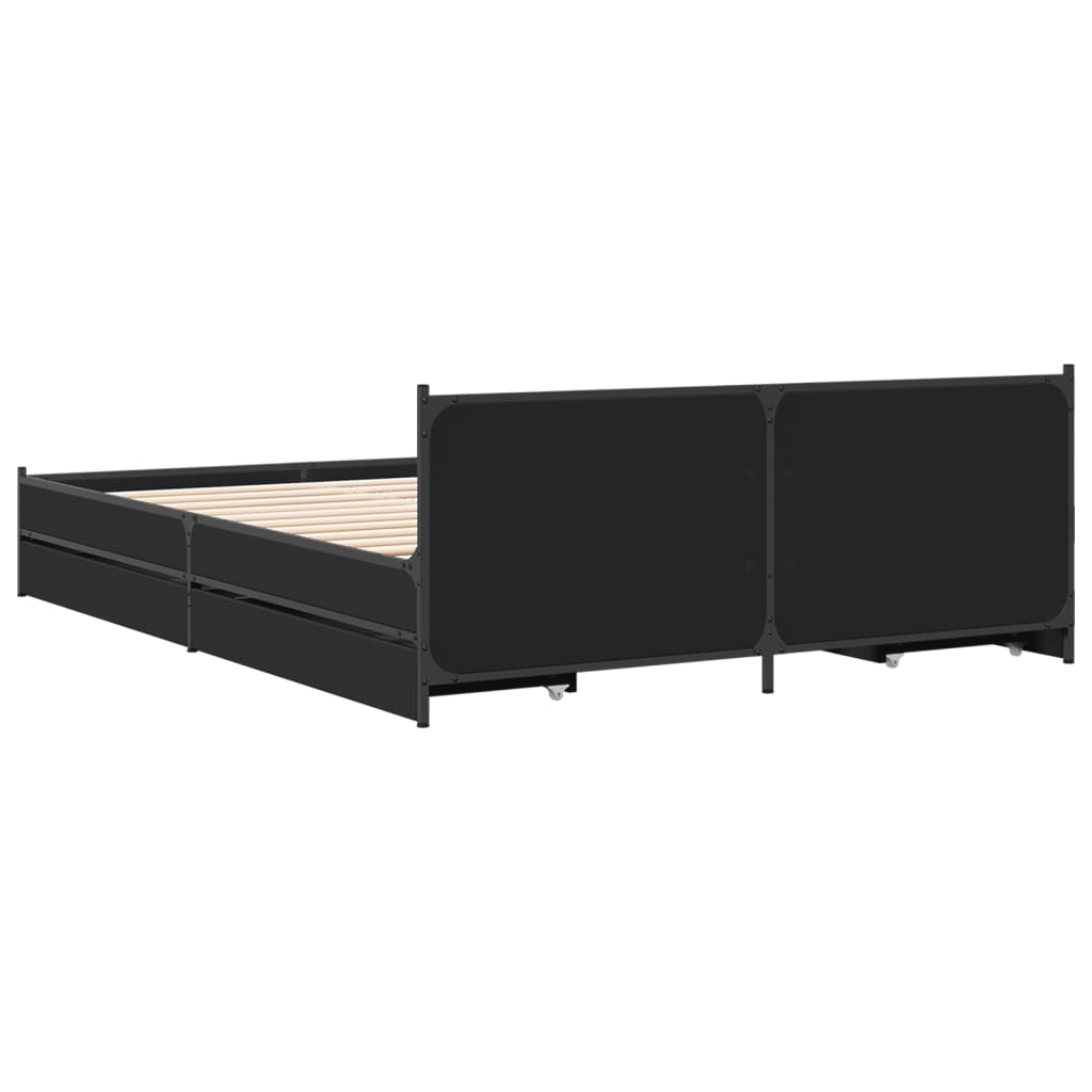vidaXL Bettgestell mit Schubladen Schwarz 135x190 cm Holzwerkstoff