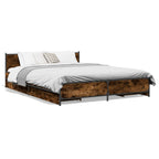 vidaXL Bettgestell mit Schubladen Räuchereiche 135x190cm Holzwerkstoff